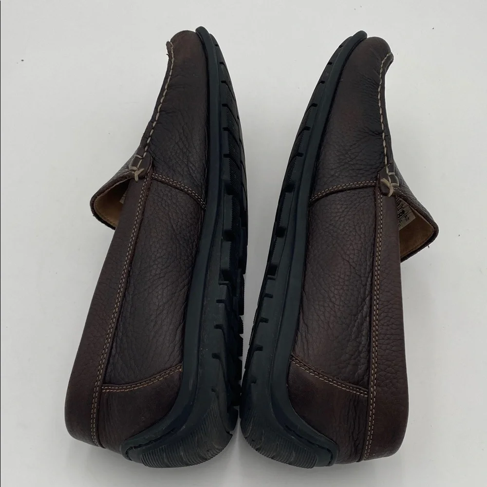 Ecco Dark Brown Leather Slip-On Loafers mens 12 casual office retro